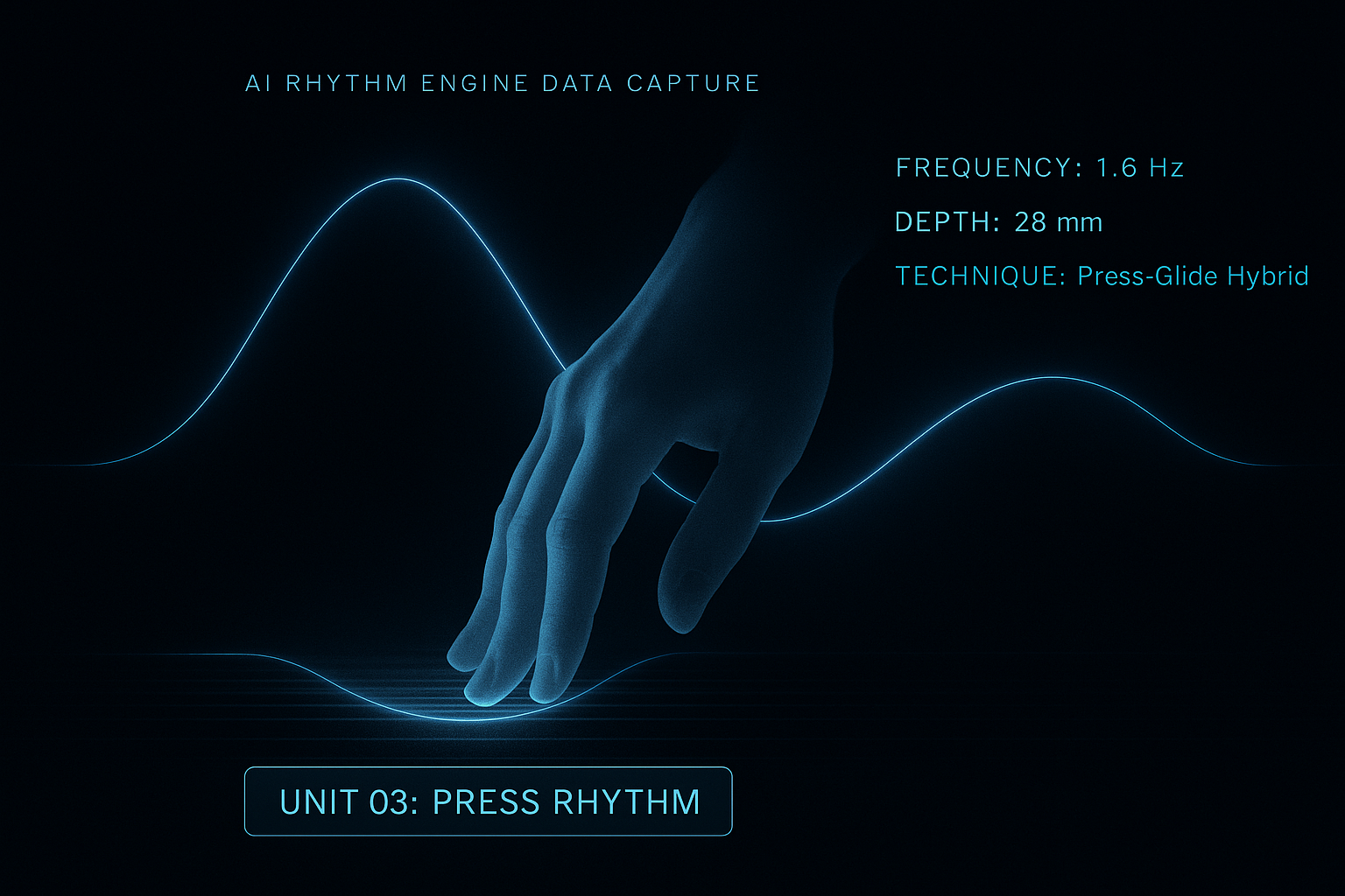 AI Rhythm Engine Data Capture - Hand movement analysis showing frequency, depth, and technique patterns
